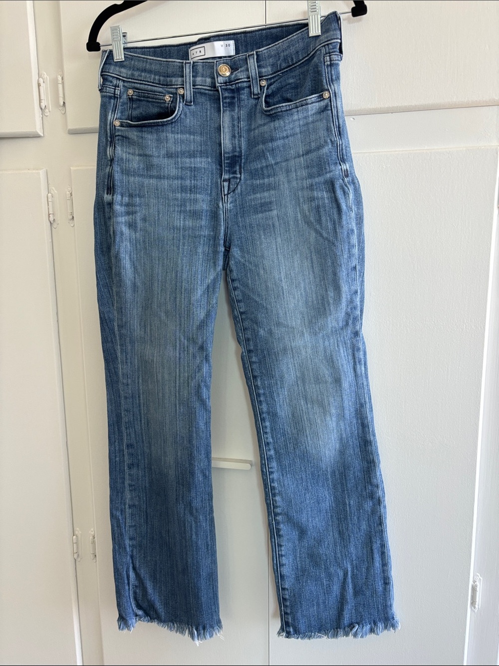AYR The Pop Jeans Waist 30 Bomba Wash Ankle Fit Raw Hem